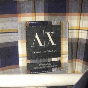 Armani Exchange Mens Plaid Shirt Sz L